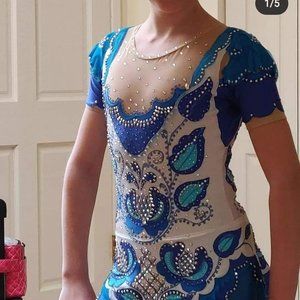 Beautiful blue and white figure skating dress